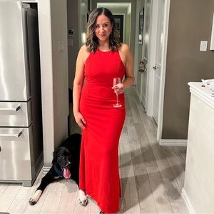 Lulu’s Straight To The Heart Bright Red Backless Maxi Dress Size XL (worn once)